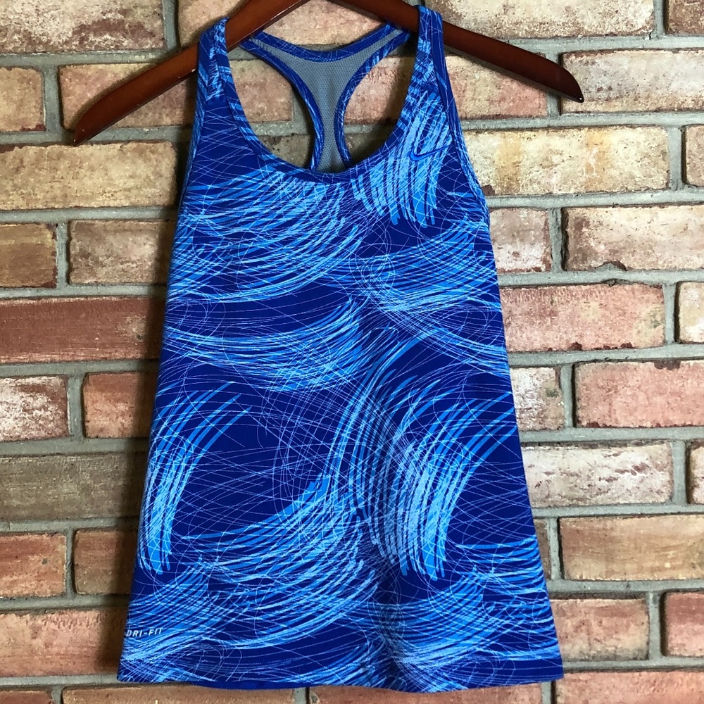 Nike Dri-Fit Blue T-Back Yoga/Athletic Tank Top